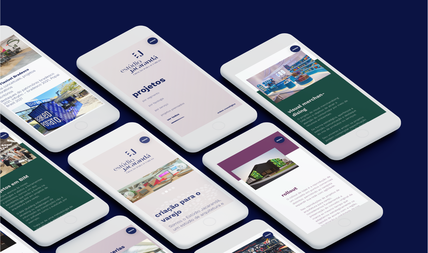 mockups do site versão mobilde